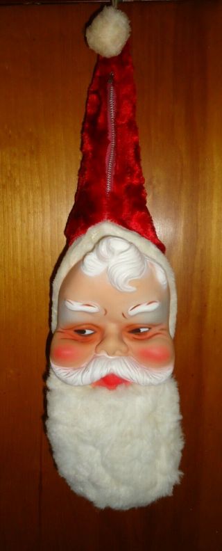 Vintage Bijou Rubber Face Santa Stocking Zippered Pajama Bag Holder Christmas A,