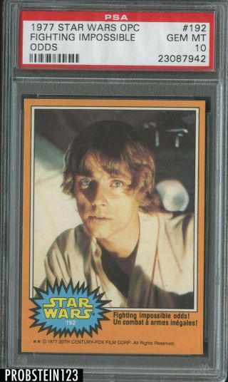 1977 O - Pee - Chee Opc Star Wars 192 Fighting Impossible Odds Psa 10 Pop 1