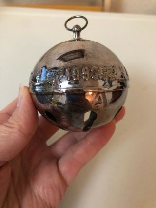 Wallace 1993 Annual Silver Plate Christmas Sleigh Bell Ball Ornament