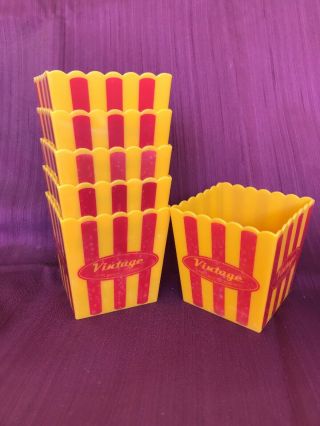 Set Of 6 Vintage Appliance Company Plastic Popcorn Box Cups