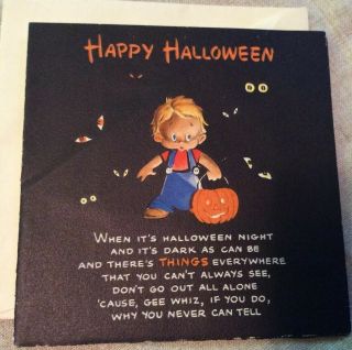Vintage 1950 Halloween Greeting Card Child Pumpkin Pop Up Ghost Hallmark