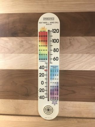 Vtg Springfield Large 15” Thermometer Heat Index Wind Chill Monitor In/outdoor