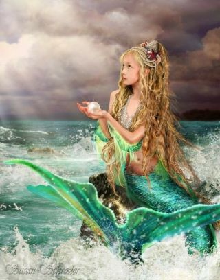 " Marina " By Artist Susan Schroder 8.  5 X 11 Fantasy Mermaid Art