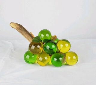 Vintage Mid Century Green Colored Acrylic Lucite Grape Cluster Driftwood