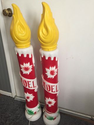 Vintage Noel Candles Blow Molds Pair 40 " Christmas Holiday Indoor Outdoor Lights