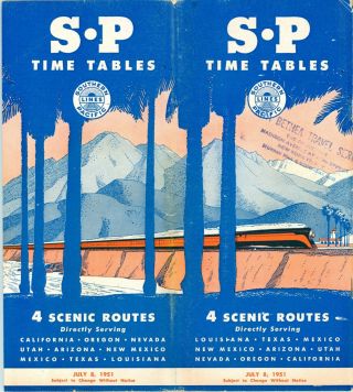 Southern Pacific Railroad,  System Passenger Time Table,  July 6,  1951 - 51 Pages