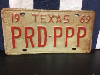 Vintage 1969 Texas License Plate (prd Ppp)