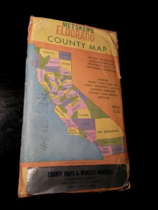 Vintage 1950 ' s El Dorado County CA California Trail Map 2