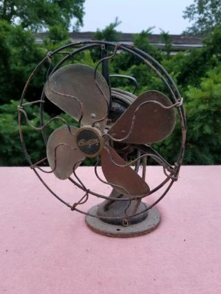 Barn Find 4 Antique Brass Cast Iron Electric Oscillating Fan - Century