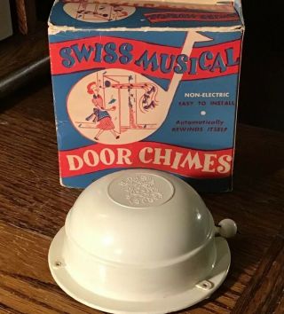 Rare 1960 Swiss Musical Door Chime W/ Box By Reuge - Music Box