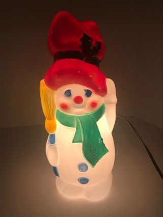 Vintage 1977 Empire Light Up Blow Mold Snowman 14” Christmas Decoration