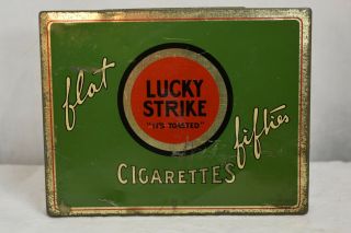 Lucky Strike Flat Fifties Gold Lettered Cigarettes Tin