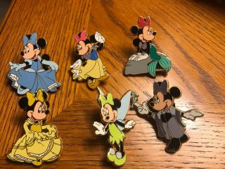 Disney Store 2002 Minnie Dressed As Princess Rare Pin Set Of 6
