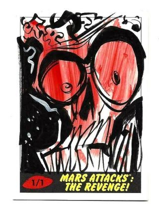 2017 Topps Mars Attacks The Revenge Hand Drawn Sketch Card 1/1 Isaac Lowell
