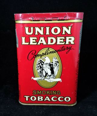 COMPLIMENTARY UNION LEADER Tin Litho Tobacco Vertical Pocket Tin 3