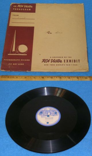 Rare 1939 - 40 York World’s Fair Rca Victor Personal Phonograph Record 78 Rpm