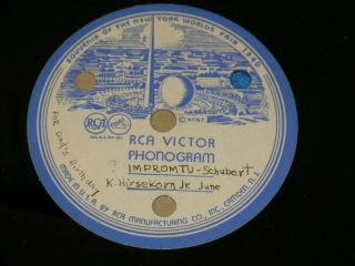 Rare 1939 - 40 York World’s Fair RCA VICTOR Personal Phonograph Record 78 RPM 3