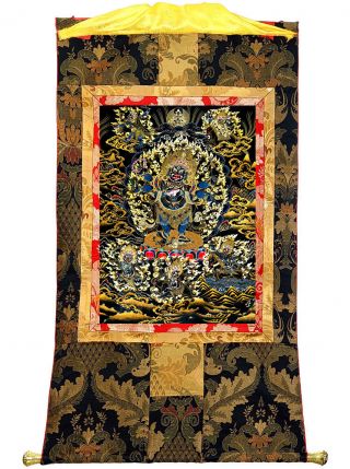 50 Inch Luxury Tibet Thangka Painting Buddhist Protector Deity Six - arm Mahakala 3