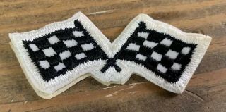 Vtg 70s Checkered Flag 3 " Clothing Iron On Sew On Jacket Hat Patch Hot Rod Nos