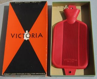 Vintage 1960s Rexall Victoria Deluxe Hot Water Bottle R545 Red 2 Quart