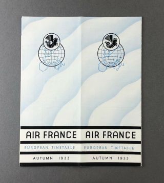 Air France European Airline Timetable Autumn 1936 Route Map Golden Clipper