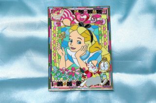 Huge Jumbo Disney Fantasy Alice In Wonderland Stained Glass Pin Hard To Find