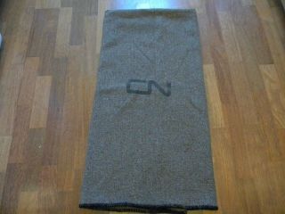 Vintage Canadian National Railroad Cn Grey Wool Blanket Railway Collectible