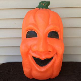 Vintage Drainage Pumpkin Face Plastic Light Blow Mold Outdoor Halloween Lawn