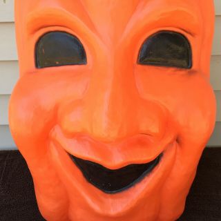 Vintage Drainage Pumpkin Face Plastic Light Blow Mold Outdoor Halloween Lawn 3