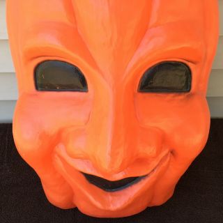 Vintage Drainage Pumpkin Face Plastic Light Blow Mold Outdoor Halloween Lawn 6