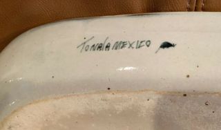 Large Ken Edwards Tonala El Palomar Pottery Mexico Bird Butterfly Oval Bowl Tray 3