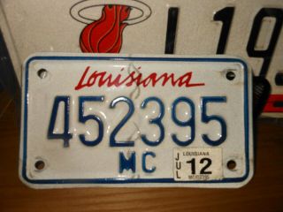 Louisiana 2012 Motorcycle License Plate