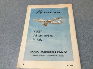 Italy Opera Booklet W/ Pan American Airlines Alitalia Lufthansa Twa El Al Mea Ad