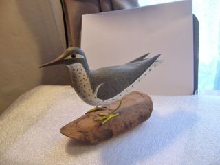 Vintage hand carved and painted wood statue shore bird decoy by Roesser 2