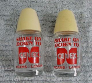 Red Cenex Adams Lankin Nd Clear Glass Vintage Salt Pepper Shakers S/h