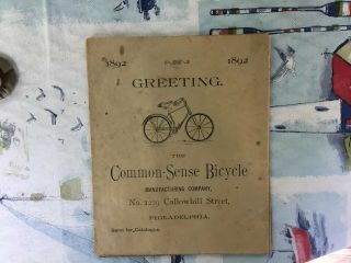 Antique 1892 Bicycle Advertisement Common - Sense Philadelphia Calendar