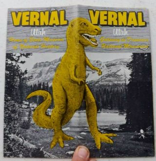 Vintage 1950s Vernal Utah Brochure Illustrated Map Dinosaur Monument Town Photos