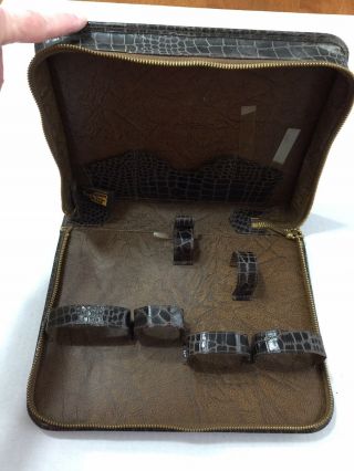 Vtg Gibson Men’s Grooming Travel Kit Leather Bakelite Ebony Wood 4