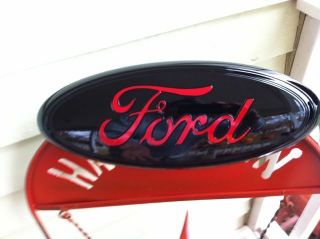 13 " Ford - " Black & Red " Grille Emblem,  Custom Paint,  2011 - 16 F - 250 - 350,  Duty