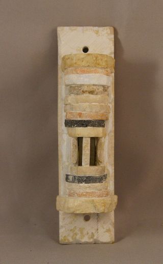 Hand Crafted Stone Mezuzah With Scroll Hebrew Judaica Jewish 5 3/4 " Long