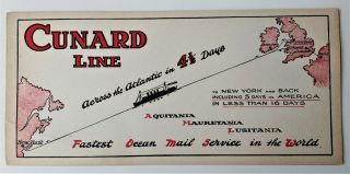 Cunard Line: 2 Advertising Blotters,  Lusitania,  Aquitania,  Mauretania pre - WW I 2