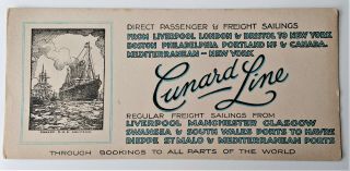 Cunard Line: 2 Advertising Blotters,  Lusitania,  Aquitania,  Mauretania pre - WW I 3