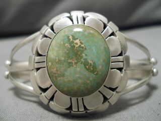 Stunning Native American Carico Lake Turquoise Sterling Silver Bracelet Old