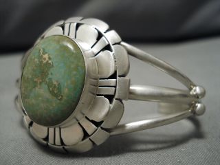 STUNNING NATIVE AMERICAN CARICO LAKE TURQUOISE STERLING SILVER BRACELET OLD 4