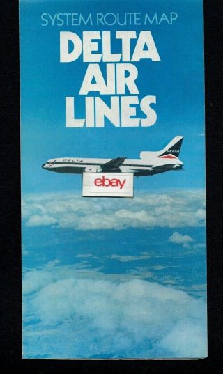 Delta Air Lines 1975 Route Maps Brochure L - 1011 0ver - Meet Fleet - 747 - Dc - 10 - Dc - 8