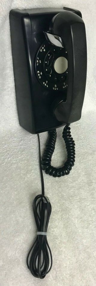 Vintage 1950s Western Electric A/b 554 8 - 59 Black Rotary Dial Wall Mount Phone