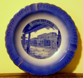 Mexico Land Of Enchantment Souvenir Ashtray Plate Pueblos Vintage