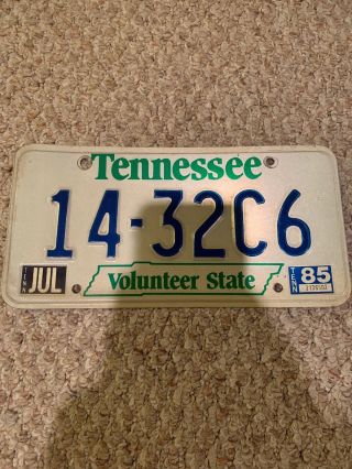 Tennessee 1985 License Plate 14 - 32c6 Vintage Vtg Collector Volunteer State