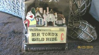 Disney Cast Wdi Mr Toads Wild Ride C Ticket Moc Htf Rare Le Retired Pin