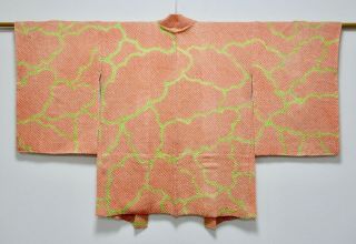 Japanese Kimono Silk Haori / Full Shibori / Cloud / Silk Rinzu Fabric /445